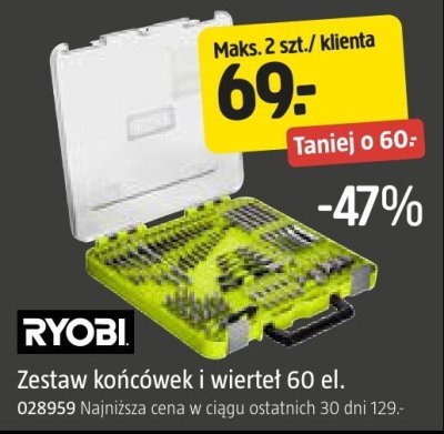 Zestaw końcówek i wierteł RYOBI 60 el. promocja w Jula