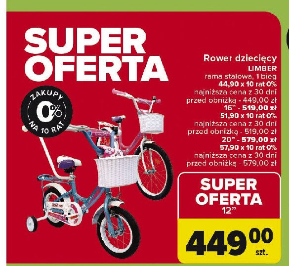 Rower 12" limber boy promocja