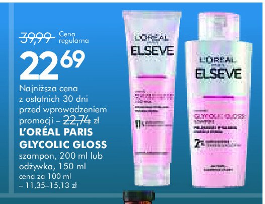 Odżywka do włosów L'oreal elseve glycolic gloss promocja w Super-Pharm