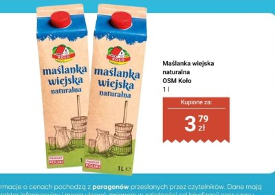 Maślanka wiejska naturalna OSM Koło promocja w Dino