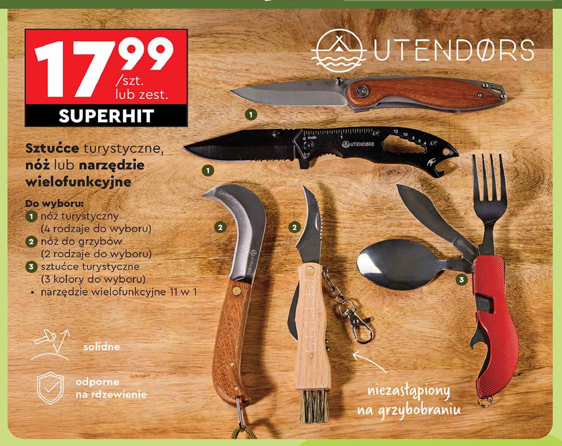 Sztućce turystyczne 11 w 1 Utendors promocja w Biedronka