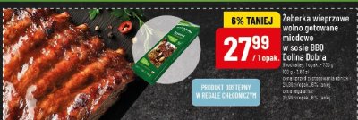 Żeberka wieprzowe wolno gotowane mlodowe w sosie BBQ Dolina Dobra promocja w POLOmarket