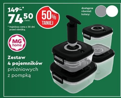 Zestaw 4 pojemników próżniowych MG home z pompką promocja w Biedronka