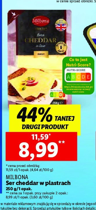 Ser dojrzewaj膮cy cheddar bio Milbona promocja