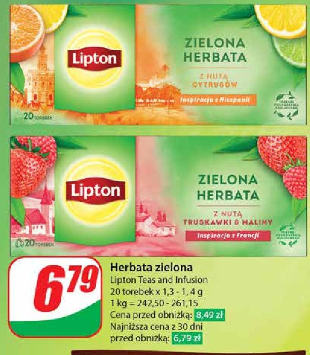 Herbata citrus Lipton clear green promocja