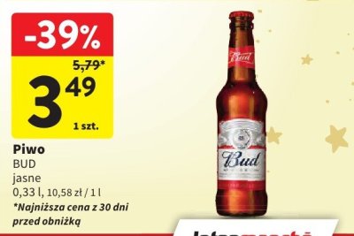 Piwo BUD jasne promocja w Intermarche