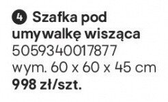 Szafka pod umywalkę wisząca Avela promocja w Castorama