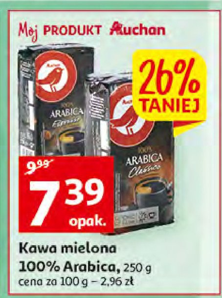 Kawa mielona 100% arabica classico Auchan promocja