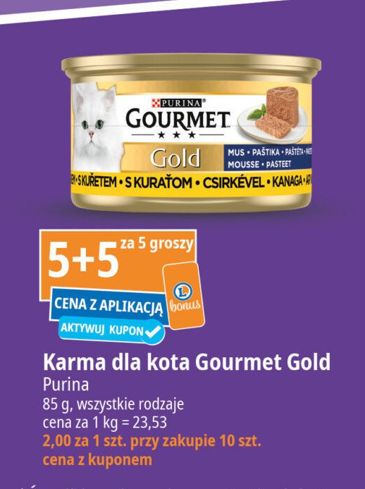 Karma dla kota mus z kurczaka Purina gourmet promocja w Leclerc