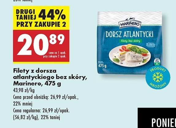 Dorsz atlantycki filet bez skóry Marinero promocja w Biedronka