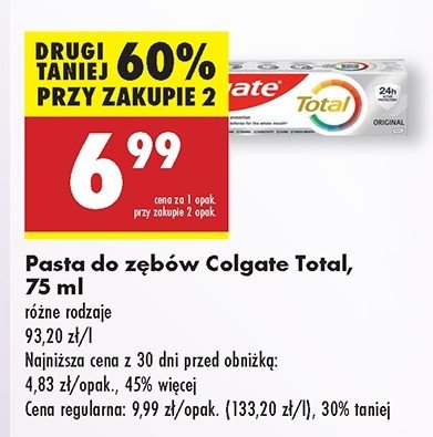 Pasta do zębów original Colgate total promocja w Biedronka