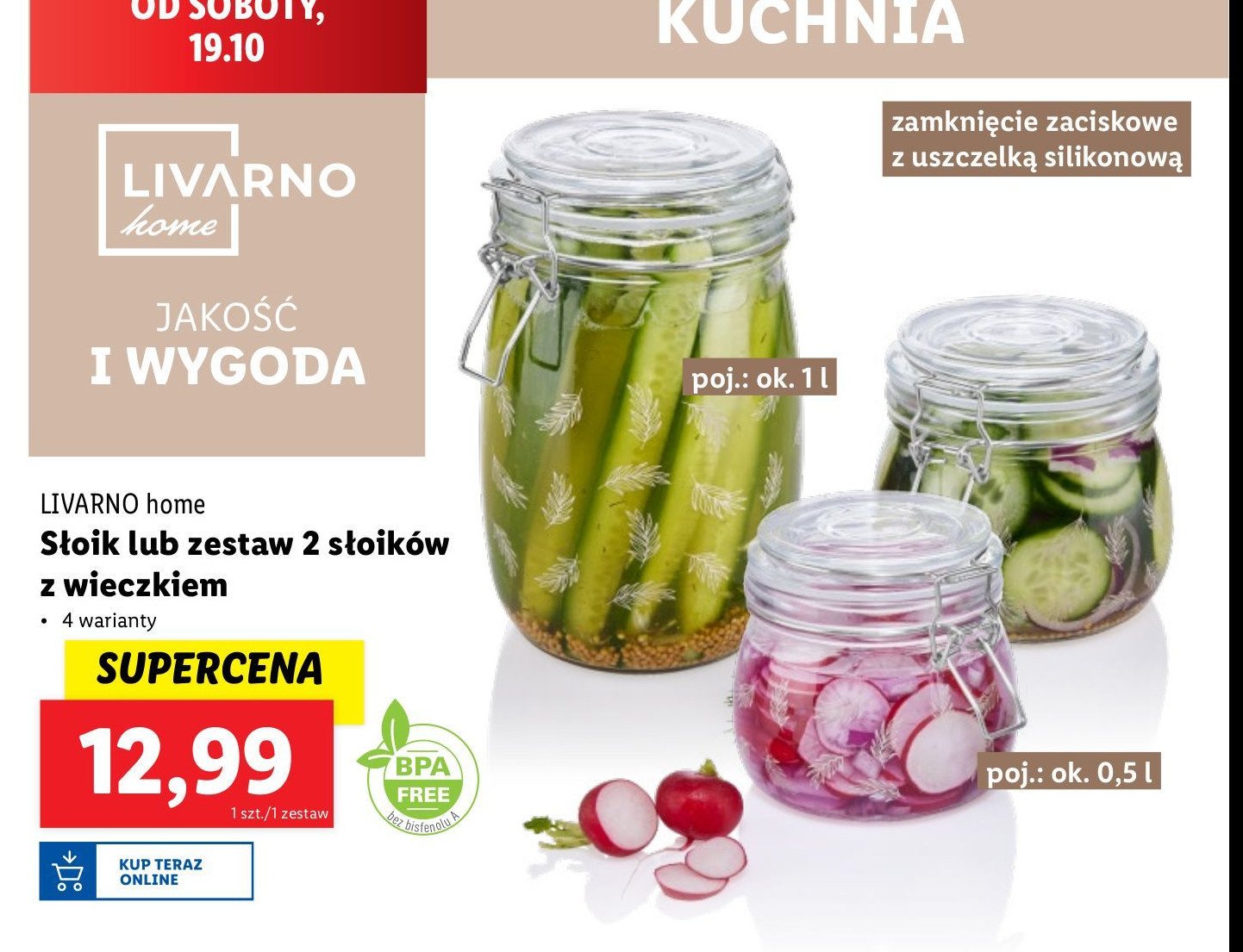 Słoik z wieczkiem 500 ml LIVARNO HOME promocja