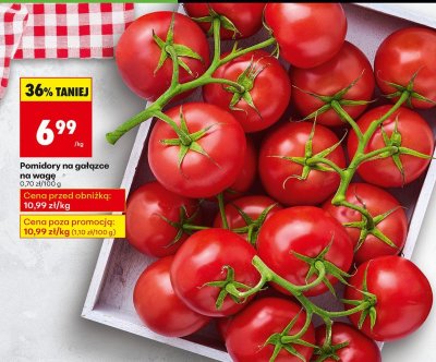 Pomidory na gałązce na wagę promocja w Biedronka