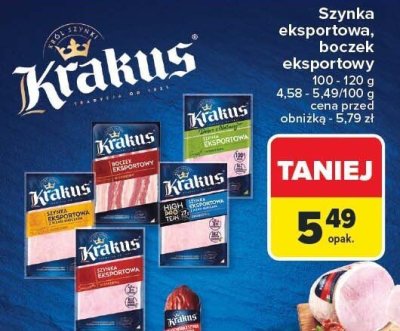 Szynka eksportowa 100 g Krakus promocja w Carrefour