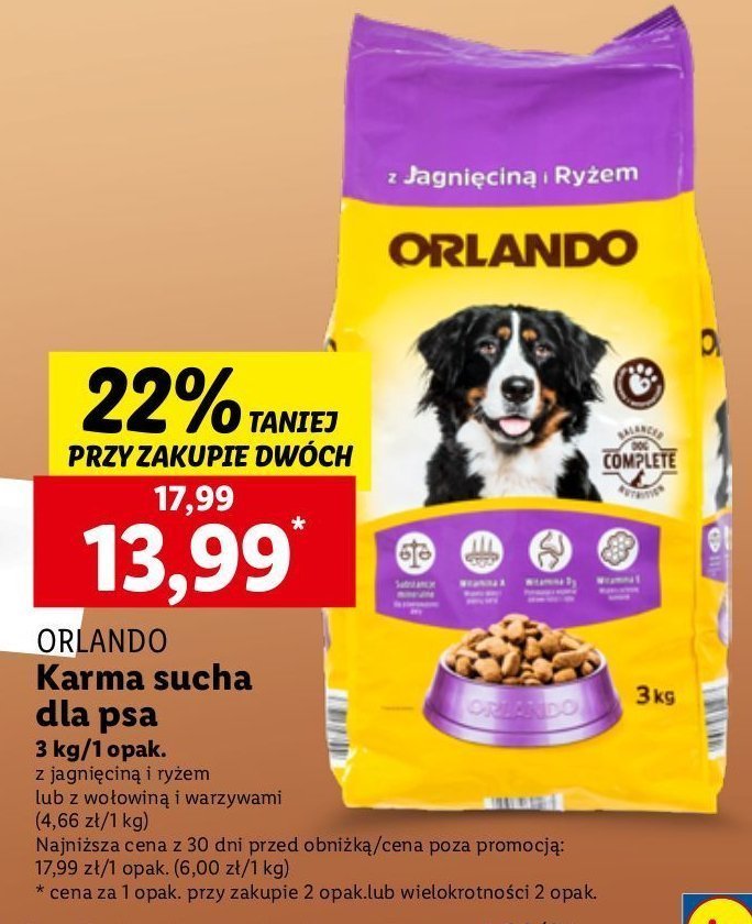 Karma dla psa nuggetsy z jagnięciną i ryżem Orlando promocja