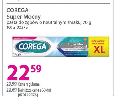 Krem mocujący do protez neutralny smak Corega super mocny promocja w Hebe