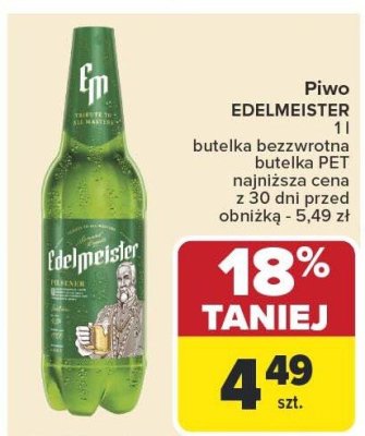 Piwo EDELMEISTER 1l butelka bezwzrotna butelka PET promocja w Carrefour
