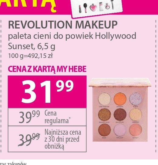 Paleta cieni do powiek hollywood sunset Revolution make-up promocja
