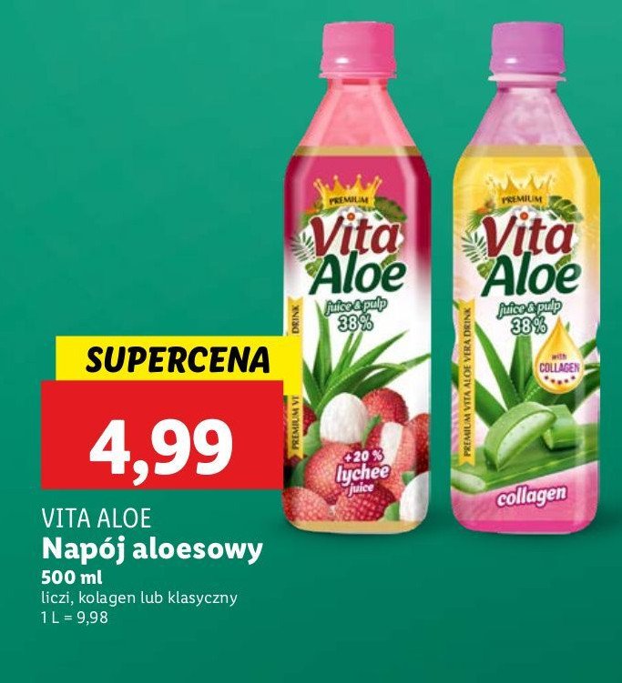 Napój aloesowy collagen Vita aloe promocja w Lidl