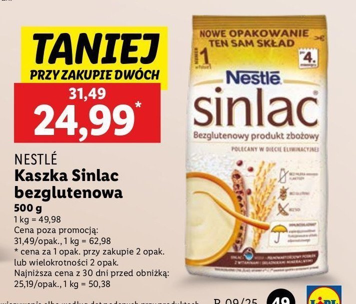 Nestle Sinlac - kaszka zbożowa bezglutenowa promocja