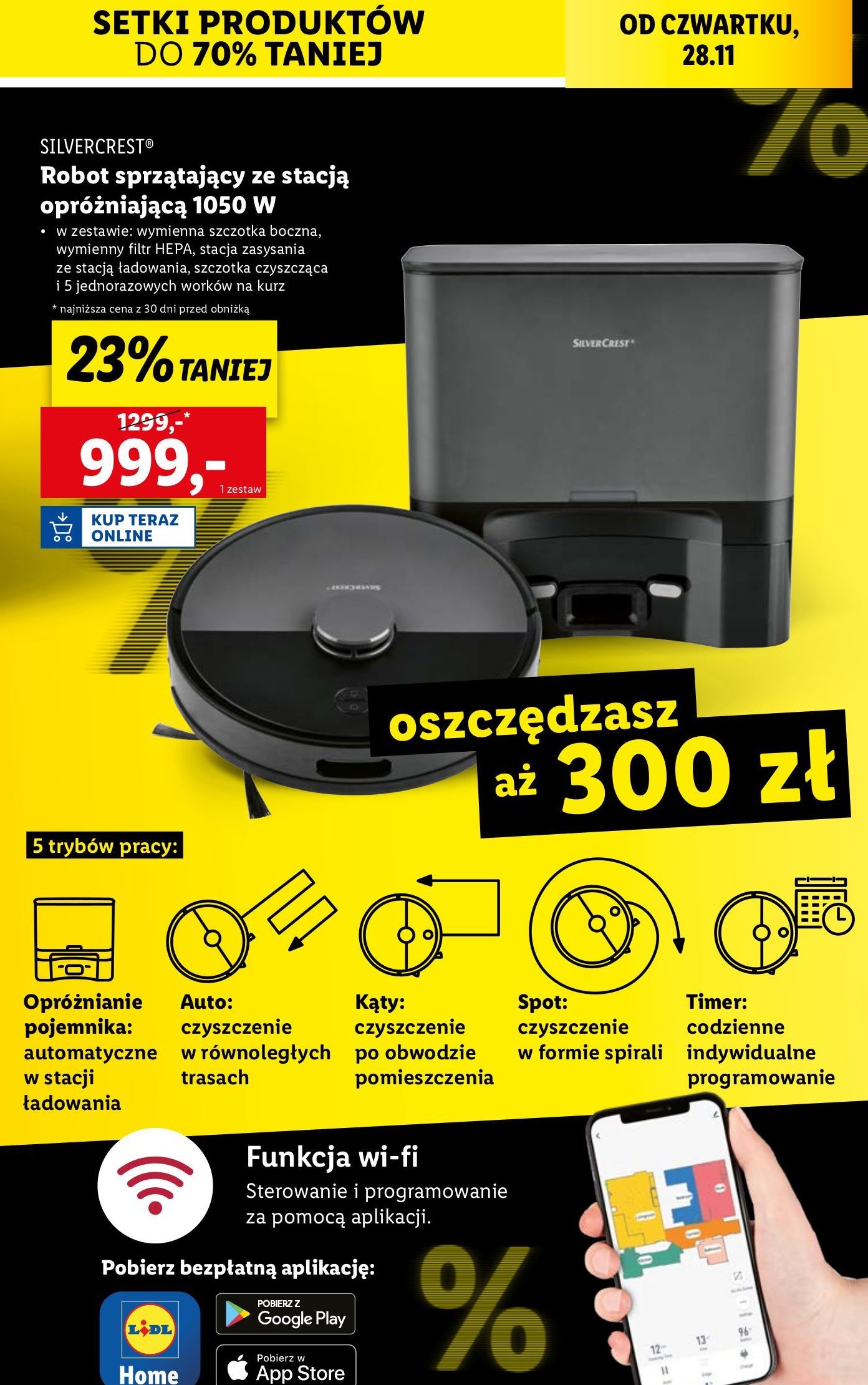 Robot sprzątający 1050w Silvercrest promocja w Lidl