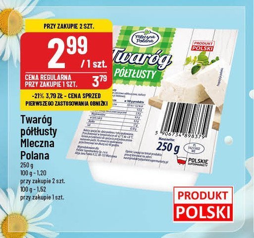 Twaróg półtłusty Mleczna polana promocja