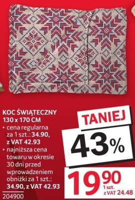 Koc świąteczny 130x170 cm promocja w Selgros