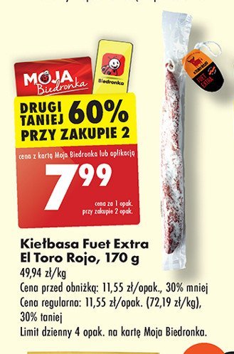 Kiełbasa fuet extra El toro rojo promocja