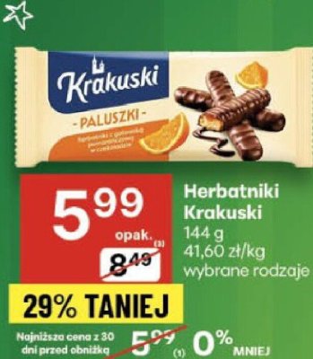 Herbatniki Krakuski Paluszki 144g promocja w Delikatesy Centrum
