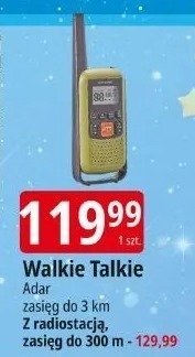 Walkie Talkie Adar zasięg do 3 km z radiosatacją, zasięg do 300 m promocja w Leclerc