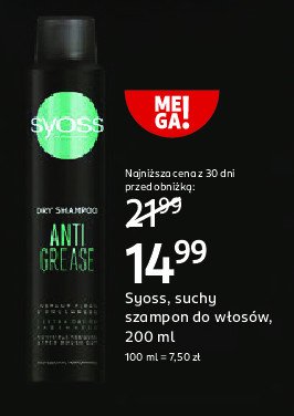 Suchy szampon do włosów Syoss anti-grease clean&fresh promocja w Rossmann