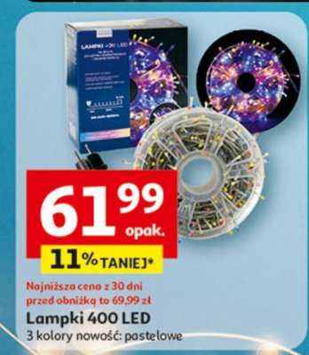Lampki 400 LED 3 kolory nowoś pastelowe promocja w Auchan