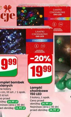 Komplet bombek szklanych różne kolory śr. 6 cm promocja w Dino