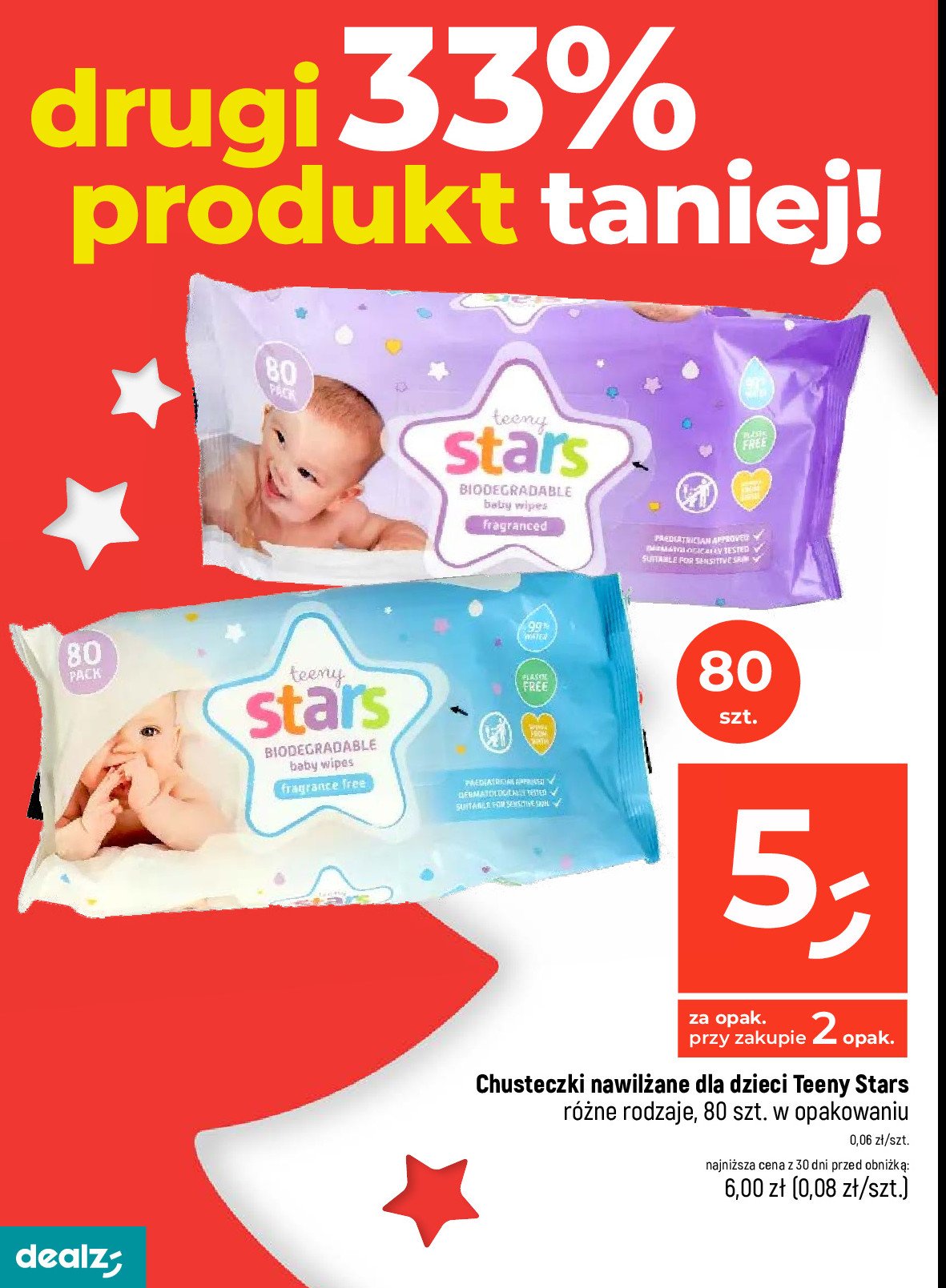 Chusteczki nawilżane niebieskie Teeny stars promocja