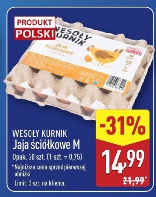 Jaja ściółkowe M WESOŁY KURNIK promocja w Aldi