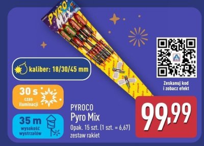 Fajerwerki PYROCO Pyro Mix zestaw rakiet promocja w Aldi