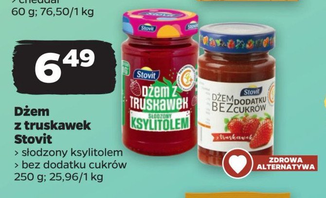 Dżem truskawkowy bez dodatku cukru Stovit promocja