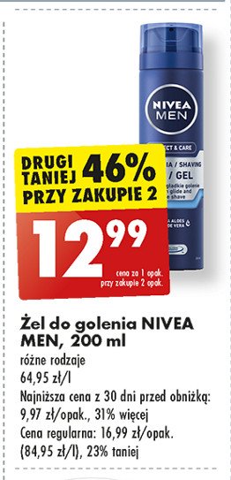 Żel do golenia Nivea men protect & care promocja w Biedronka