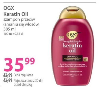 Szampon OGX Keratin Oil przeciw łamaniu się włosów promocja w Hebe