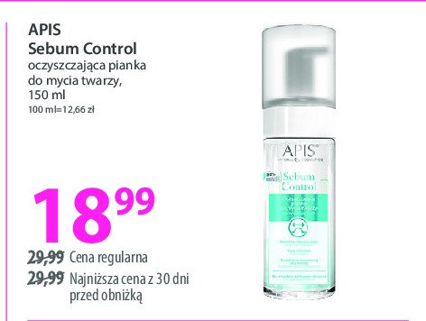 Pianka do mycia twarzy Apis sebum control promocja w Hebe