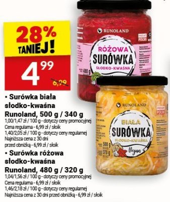 Surówka biała słodko-kwaśna Runoland, 500 g / 340 g promocja w Twój Market