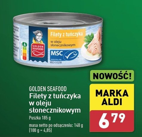 Filety z tuńczyka w oleju słonecznikowym Golden seafood promocja w Aldi