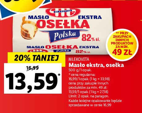 Masło ekstra osełka Mlekovita masło polskie promocje
