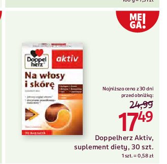 Kapsułki na włosy i skorę Doppelherz aktiv promocja w Rossmann