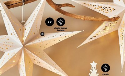 Gwiazda papierowa 2D LED (2 wzory) o 70 cm promocja w Netto