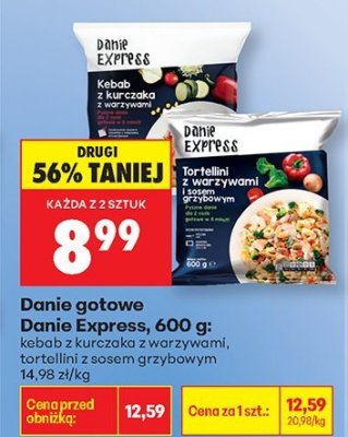 Danie gotowe Danie Express: kobab z kurczaka z warzywami, tortellini z sosem grzybowym promocja w Biedronka