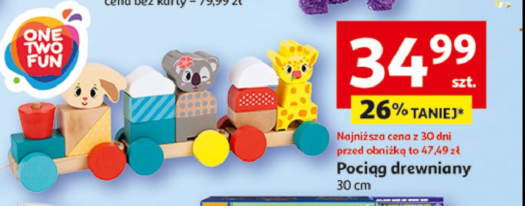 Pociąg drewniany One two fun promocja