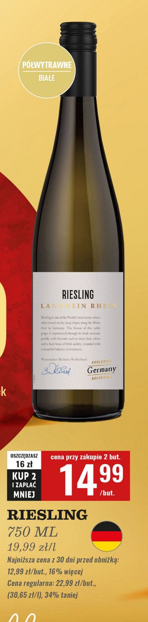 Wino Landwein rhein riesling promocja w Biedronka