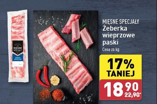 Żeberka wieprzowe ekstra mięsne Mięsne specjały zawsze świeże (aldi) promocja