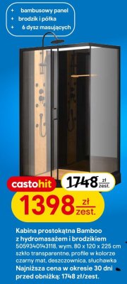 Kabina prostokątna Bamboo z hydromasażem i brodzikiem promocja w Castorama